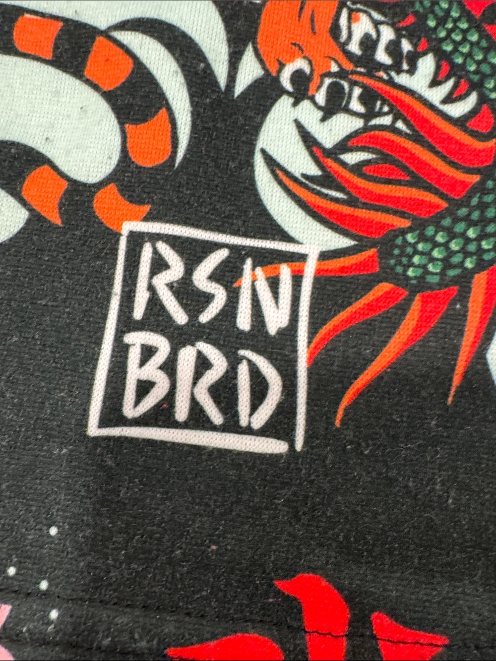 RSN BRD Reason Men's 2XL Dragon Tiger Waves Print Sweat Shorts Pockets Elastic - Picture 4 of 9
